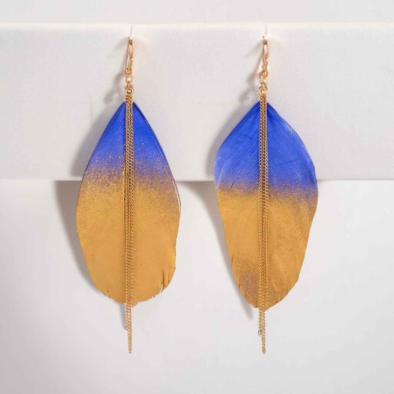 Gold Dipped Feather Earrings: Dance Into the Festivity!