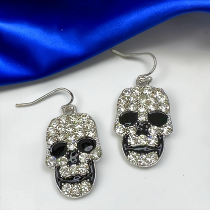 Rhinestone Skull Earrings - Halloween Jewelry, Halloween Accessories, Trick or Treat, Halloween Costume