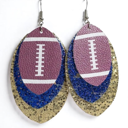 Score Big with Blue and Gold Football Earrings!