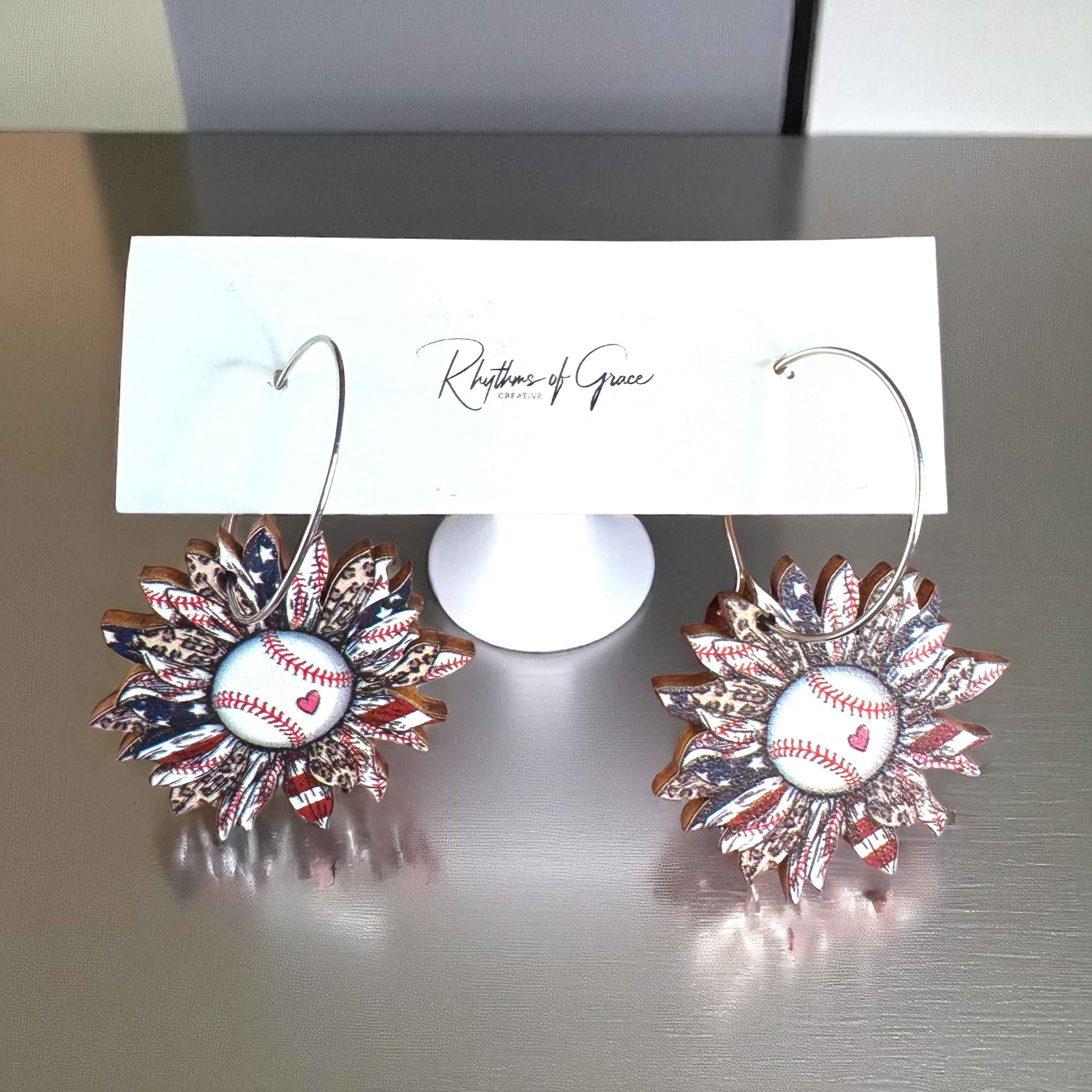 Score Big with our Patriotic Baseball Hoop Earrings – Perfect for Every Baseball Fan!