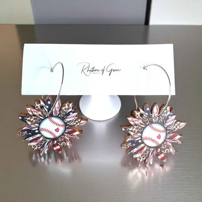 Score Big with our Patriotic Baseball Hoop Earrings – Perfect for Every Baseball Fan!