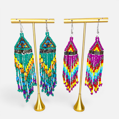 Festival Babe Beaded Fringe Earrings | Bold Boho Statement Earrings | Western Boutique Jewelry