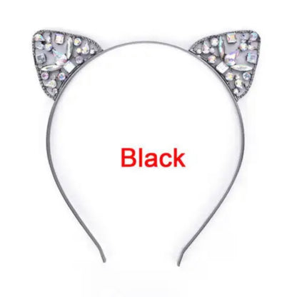 Rhinestone Cat Eats Headband - Rhinestone Headband, Rhinestone Headpiece, Cat Headpiece, Bachelorette Party, Bridal Shower - Rhythms of Grace Creative
