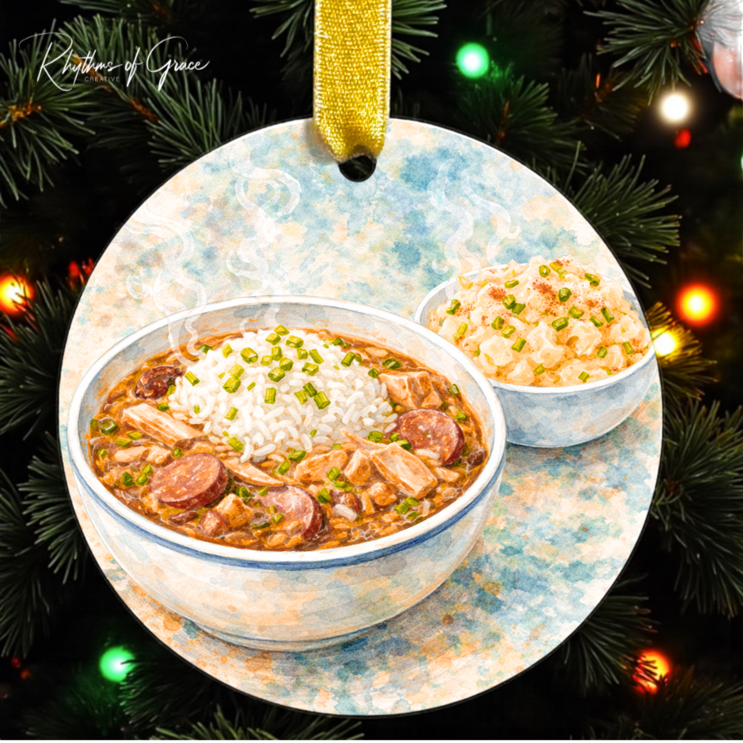 Louisiana Chicken & Sausage Gumbo Ornament | New Orleans Gumbo Christmas Decor