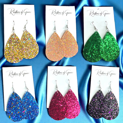 Sparkle & Shine: Glitter Teardrop Dangle Earrings ✨ - Rhythms of Grace Creative