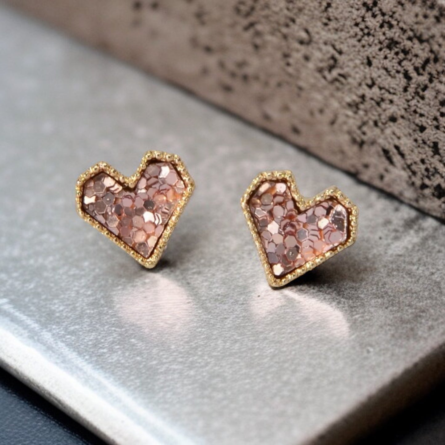 Love at First Sparkle: Dazzling Pink Heart Earrings!