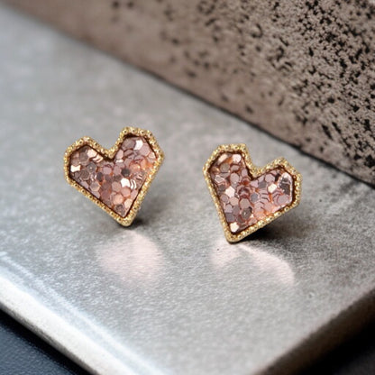 Love at First Sparkle: Dazzling Pink Heart Earrings!