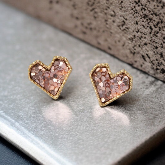 Love at First Sparkle: Dazzling Pink Heart Earrings!