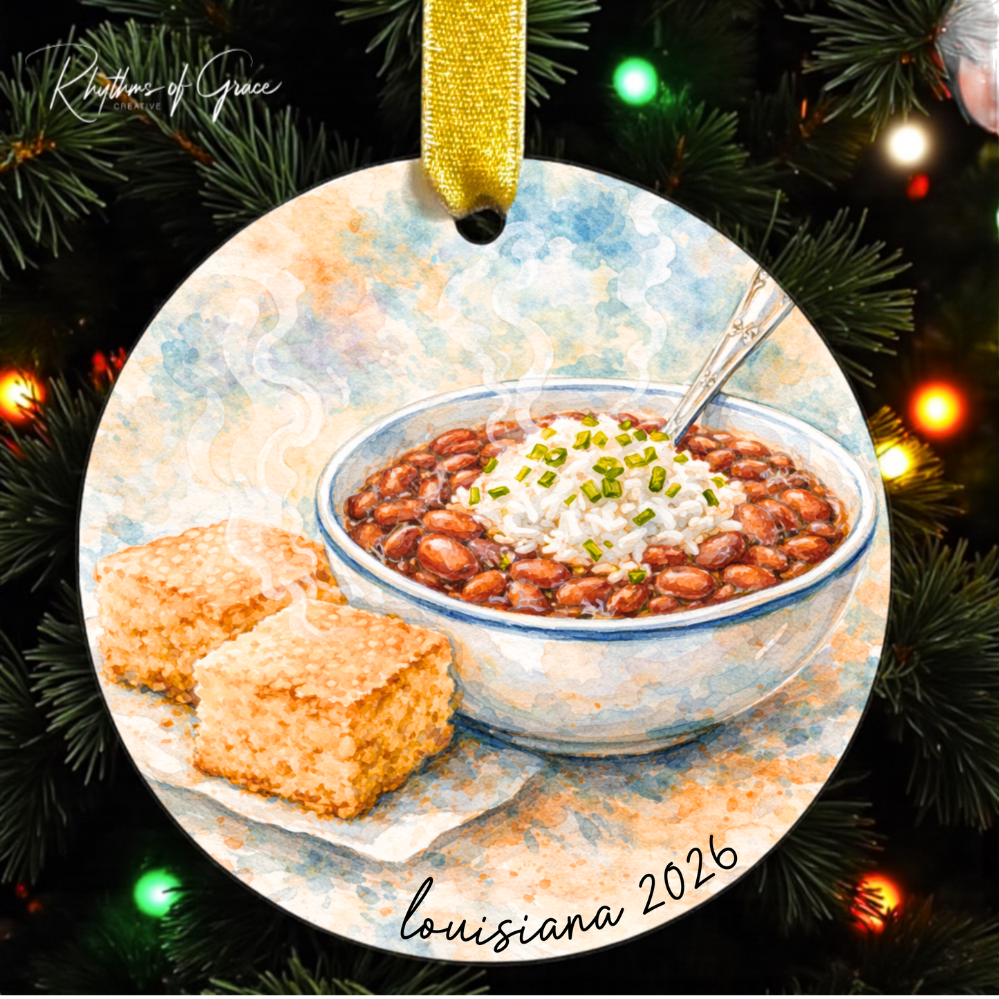 New Orleans Red Beans & Rice Ornament | Louisiana Food Christmas Ornament
