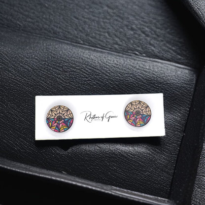 Wednesday Vibes: Enchanting Stained Glass Stud Earrings!