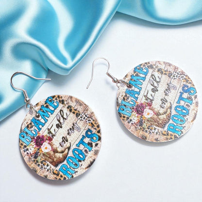 Blame It All On My Roots: Floral Cowgirl Boot Western Dangle Earrings