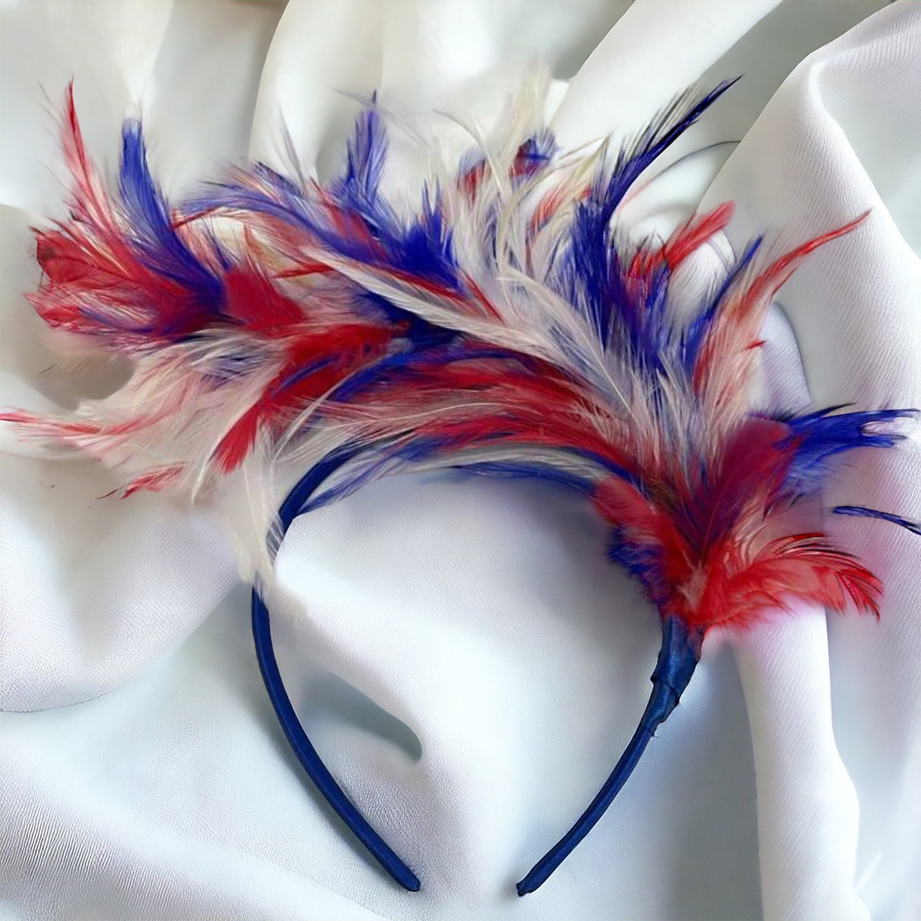 Patriotic Feather Headband - Red, White & Blue, Stars and Stripes