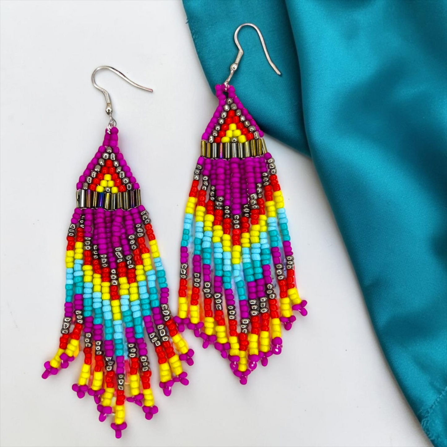 Festival Babe Beaded Fringe Earrings | Bold Boho Statement Earrings | Western Boutique Jewelry