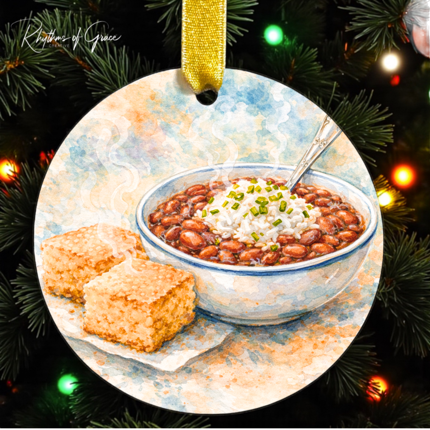 New Orleans Red Beans & Rice Ornament | Louisiana Food Christmas Ornament