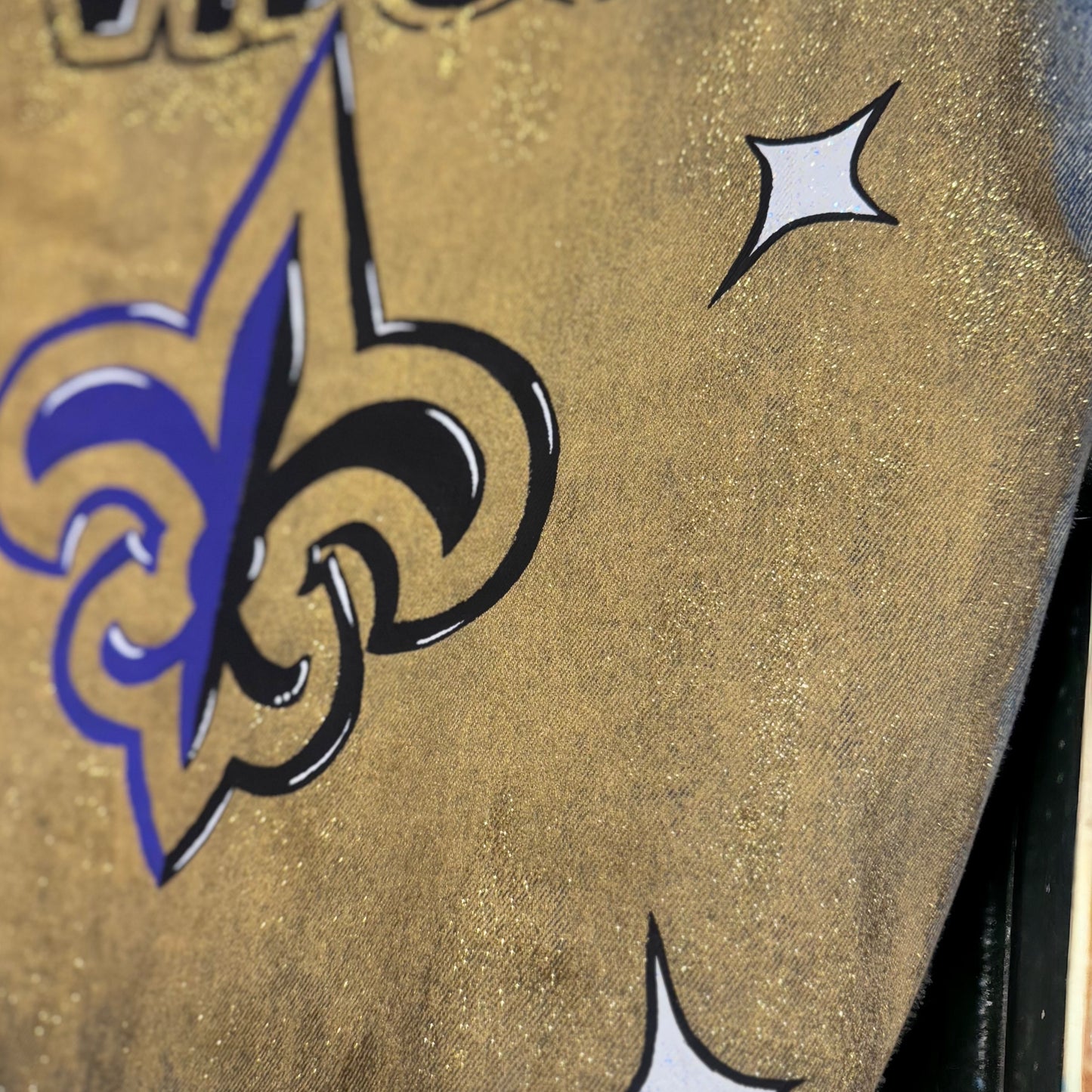 Hand-Painted Jean Jacket:  GAMEDAY! | Perfect for LSU & Saints Fans | Oversized Long Denim