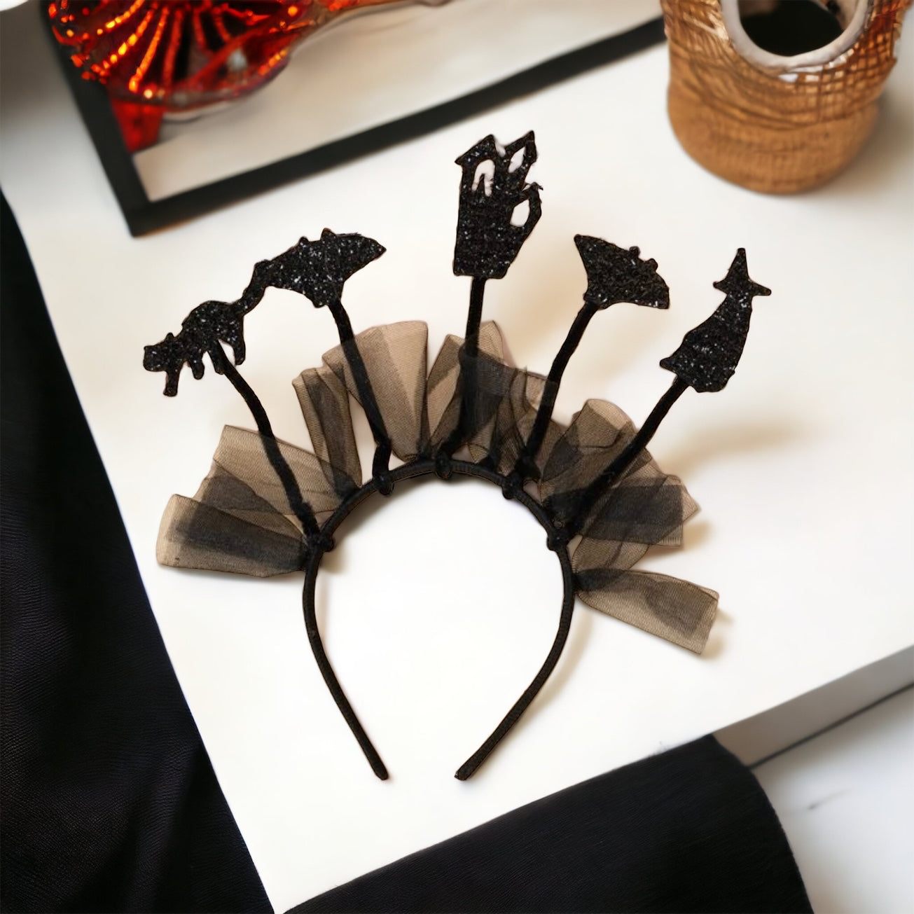 Halloween Headband - Glitter Headband, Tinsel Headpiece, Star Headpiece, Halloween Party, NYE Headband, Celestial Headpiece - Rhythms of Grace Creative