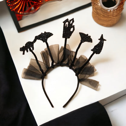 Halloween Headband - Glitter Headband, Tinsel Headpiece, Star Headpiece, Halloween Party, NYE Headband, Celestial Headpiece - Rhythms of Grace Creative