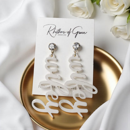 Wifey for Lifey – Marbled Bridal Earrings with Sparkle