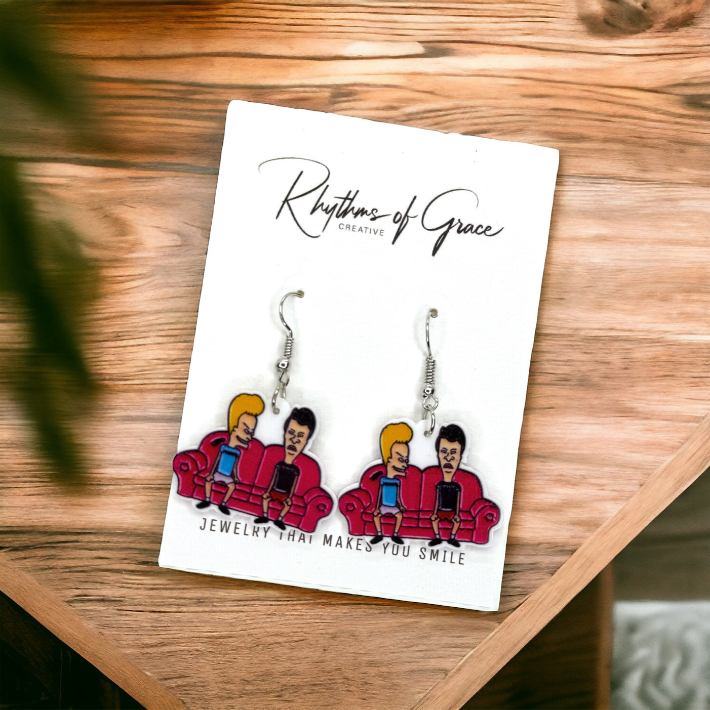 Retro Beavis & Butthead Earrings - Colorful 90's Cartoon Show Jewelry