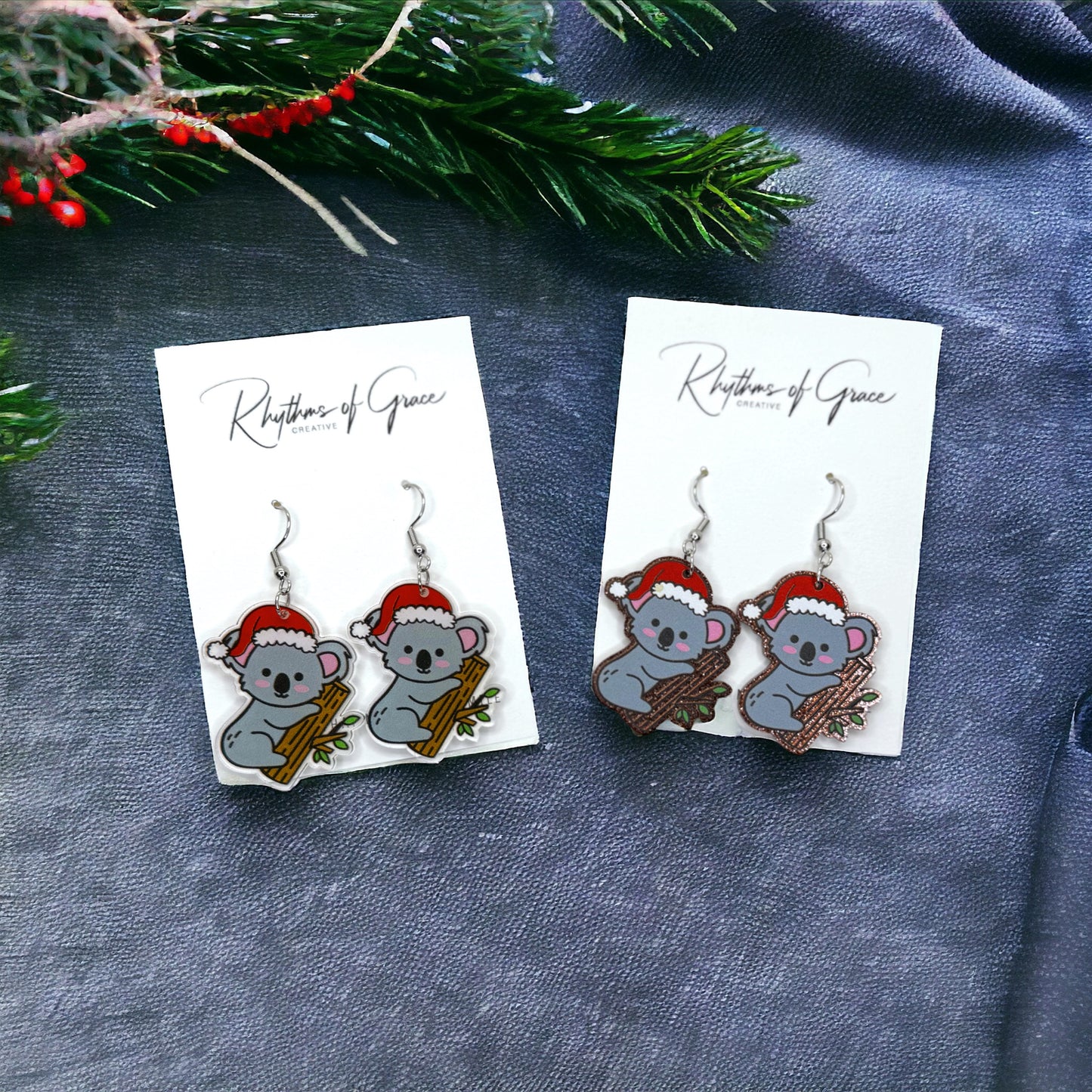 Festive Fun: Adorable Koala Santa Earrings to Brighten Your Holidays! Christmas