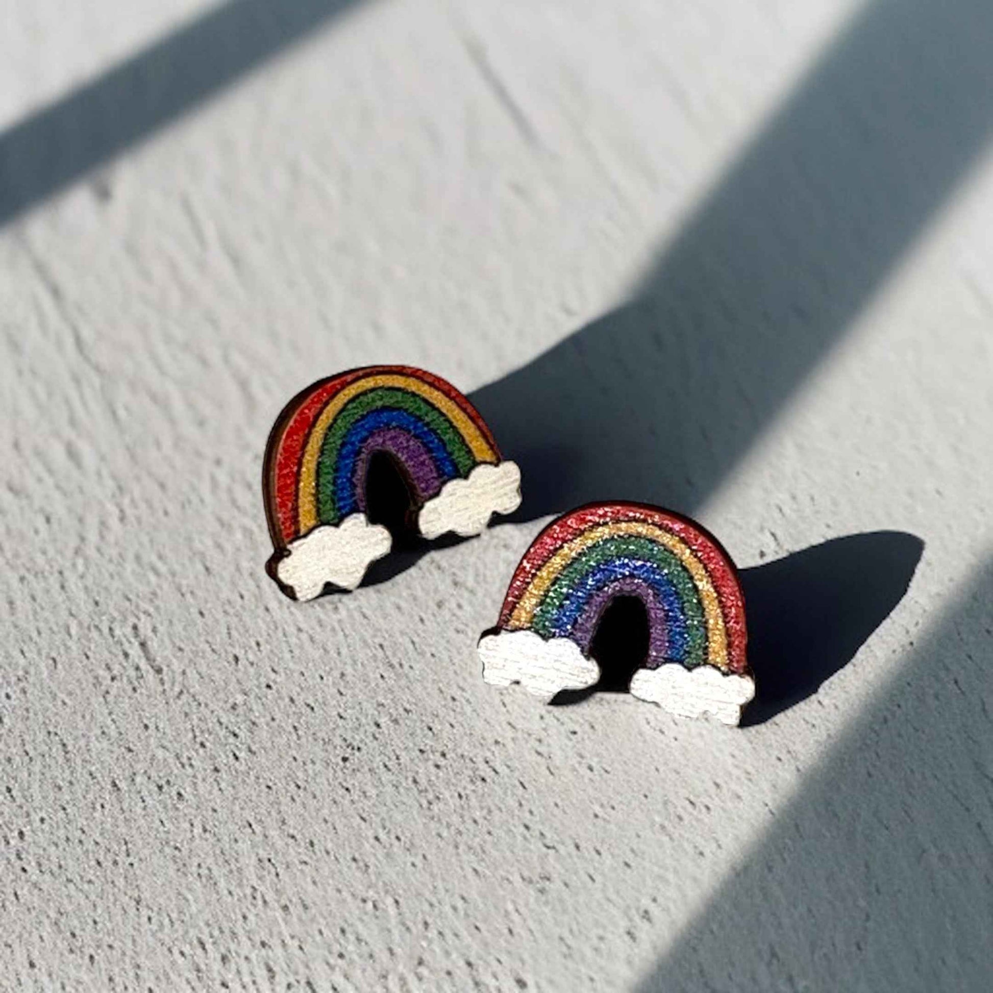 Rainbow Radiance: Handmade Wooden Studs for Every Occasion!