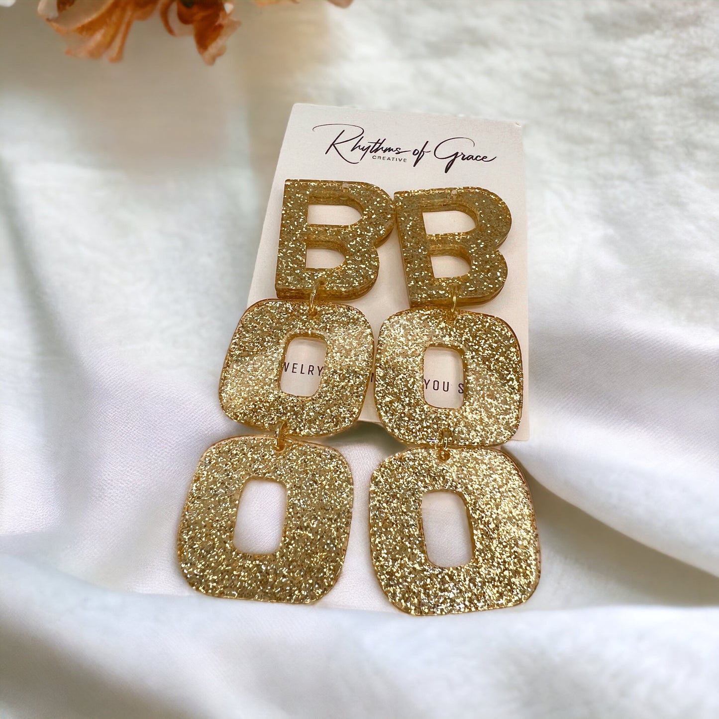 BOO in Gold – Glittery Halloween Earrings That Slay! 👻✨ - Rhythms of Grace Creative