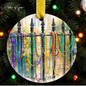 Watercolor Mardi Gras Bead Fence Ornament | New Orleans Carnival Custom Keepsake