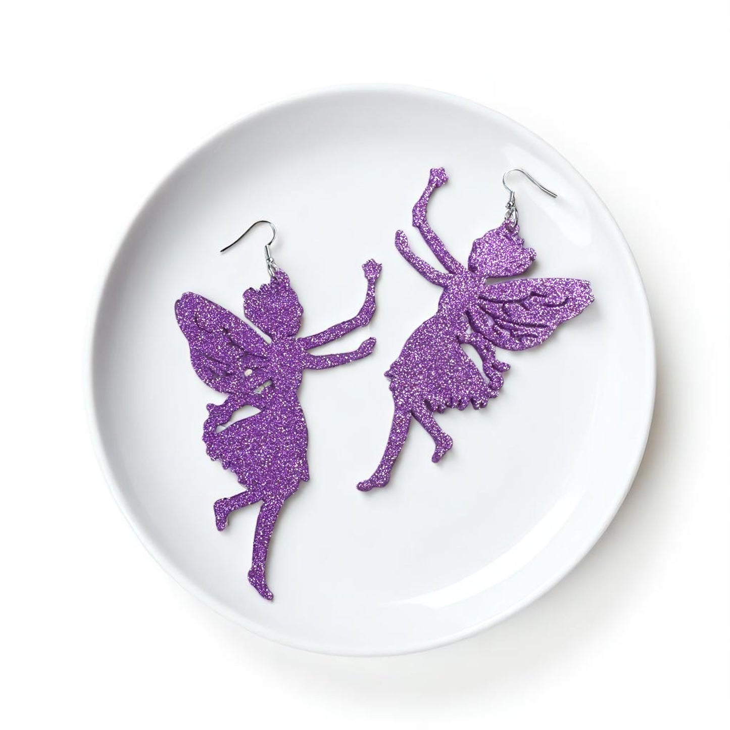 Sparkle into Magic: Glitter Purple Fairy Dangle Earrings ✨