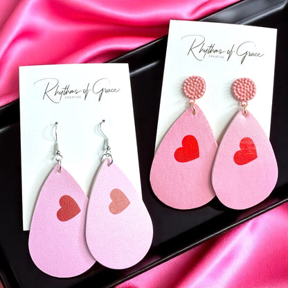 Teardrop Faux Leather Heart Earrings – Two Stunning Styles