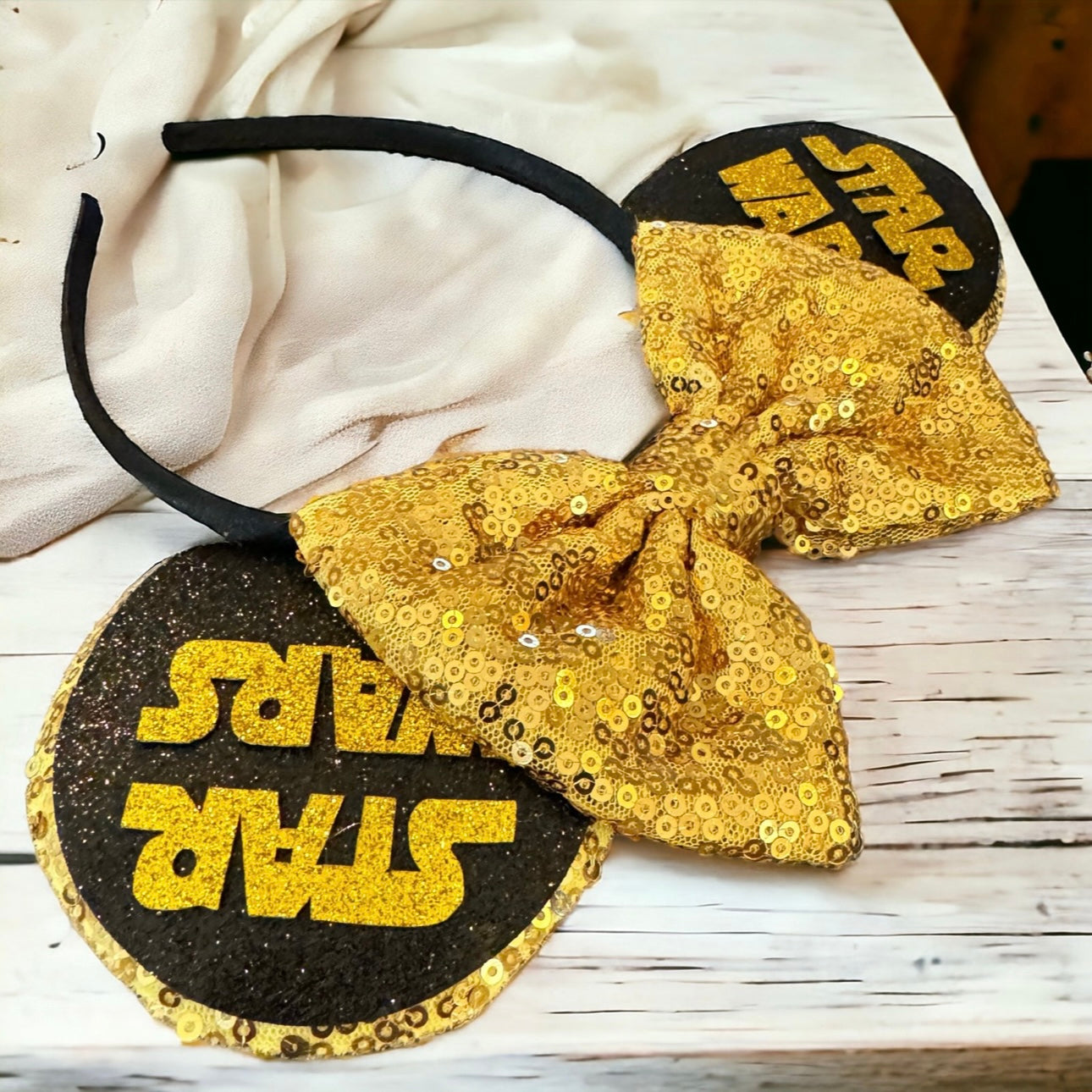 Star Wars Inspired Sequin Mouse Ears Headband, Darth Vader, Stormtrooper, NEW