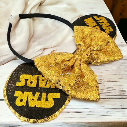 Star Wars Inspired Sequin Mouse Ears Headband, Darth Vader, Stormtrooper, NEW