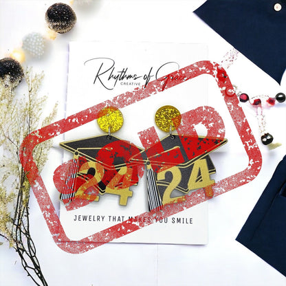 Graduation Dangle Earrings – Celebrate Your Achievement in Style! 🎓 - Rhythms of Grace Creative