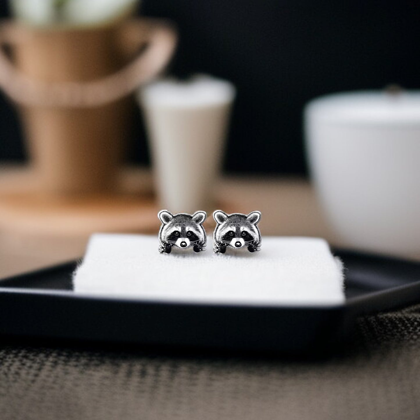Ravishing Raccoon Stud Earrings - Double the Cuteness!