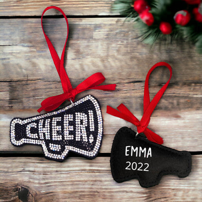 Personalized Rhinestone Cheerleader Christmas Ornament - Handcrafted Holiday Decor - Perfect Stocking Stuffer - Rhythms of Grace Creative