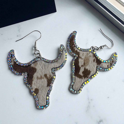 Giddy Up Glam: Rhinestone Longhorn Dangle Earrings
