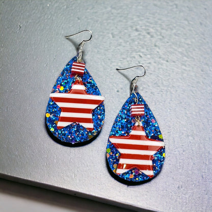 Patriotic Teardrop Earrings - Show Your Stars and Stripes!