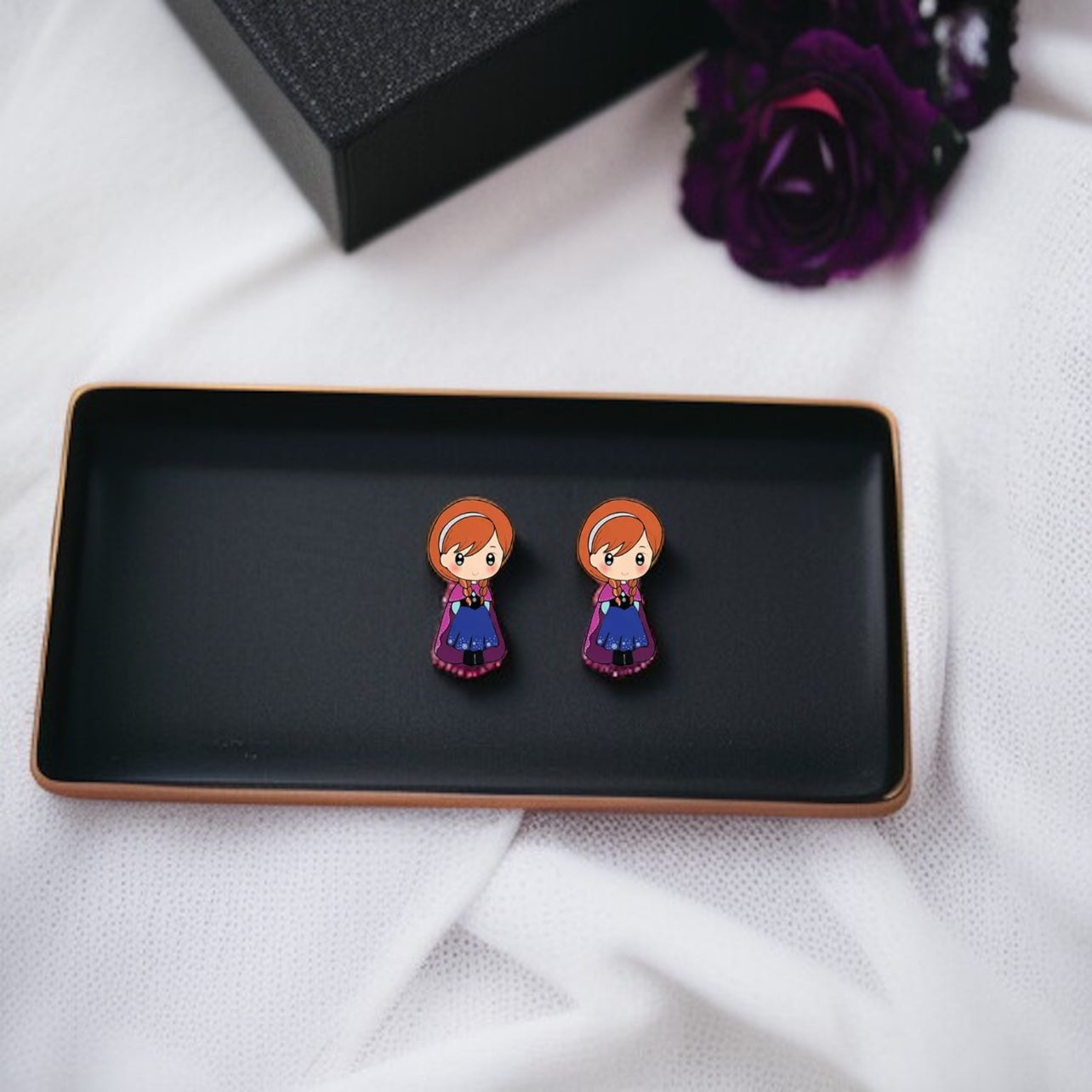Enchanting Cartoon Princess Stud Earrings - Sparkle Like Royalty! 👑