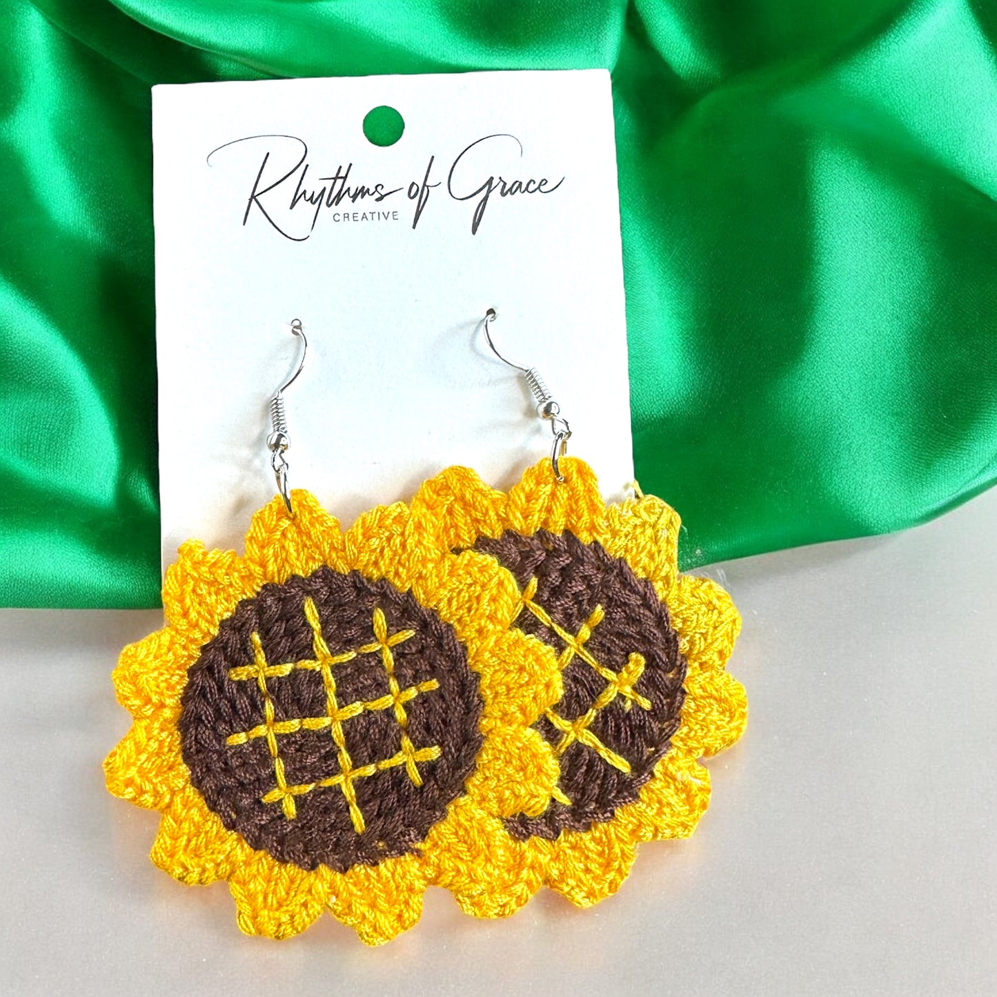 Bloom in Boho Style: Colorful Knit Sunflower Earrings! 🌻