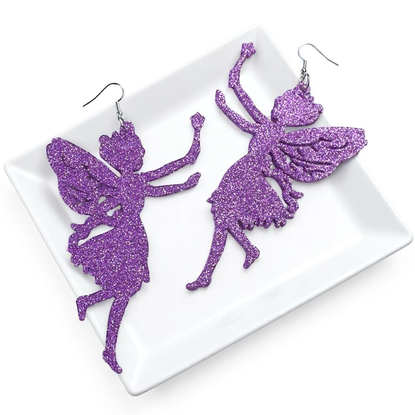 Sparkle into Magic: Glitter Purple Fairy Dangle Earrings ✨