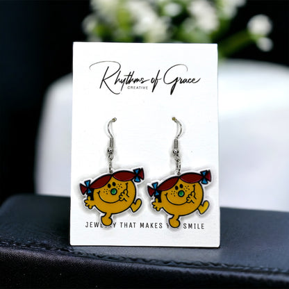 Retro Animated Character Earrings - Nostalgic '90s Cartoon-Inspired Fashion, Librarian