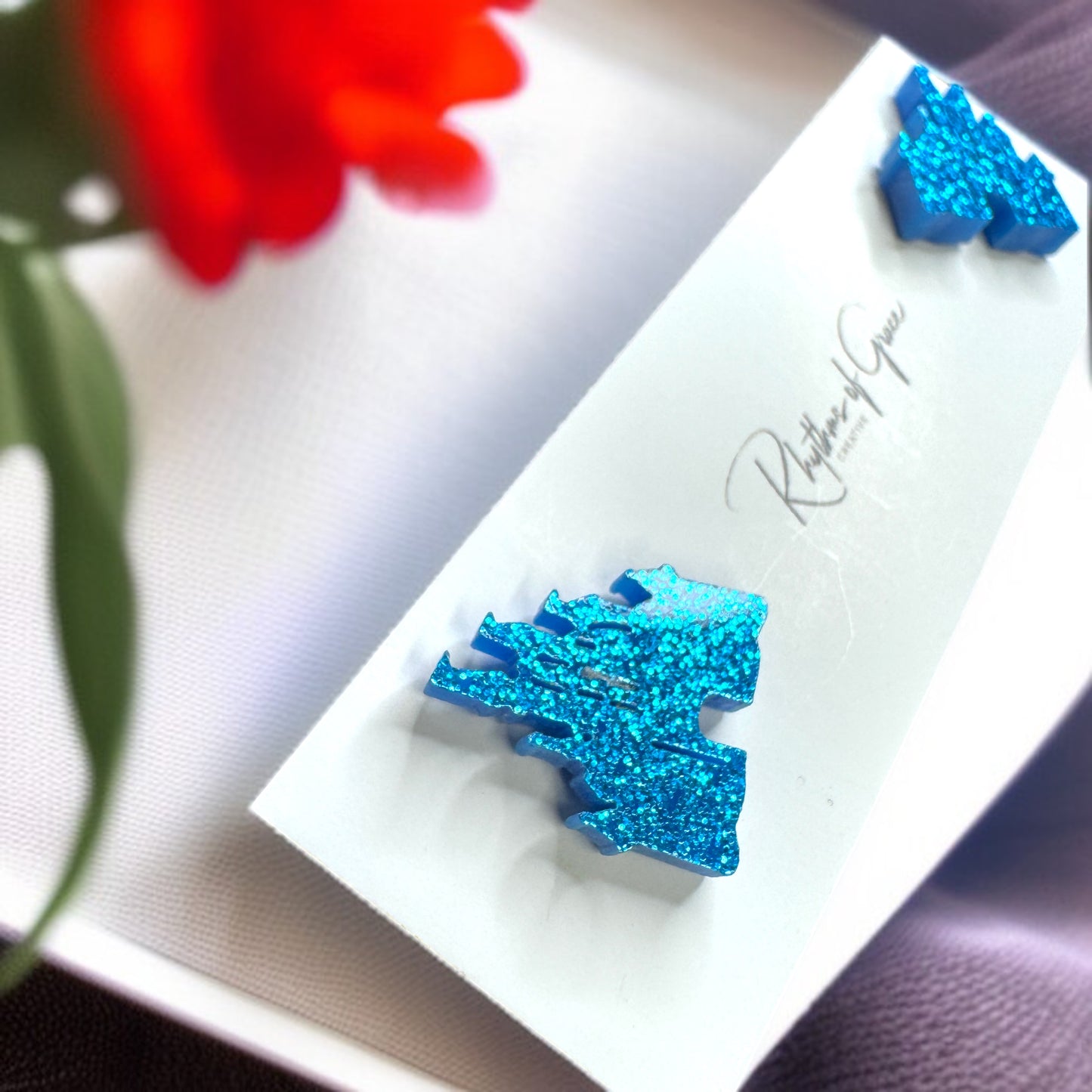 Sparkle Like a Princess: Glitter Cinderella Castle Earrings for Your Royal Ears!