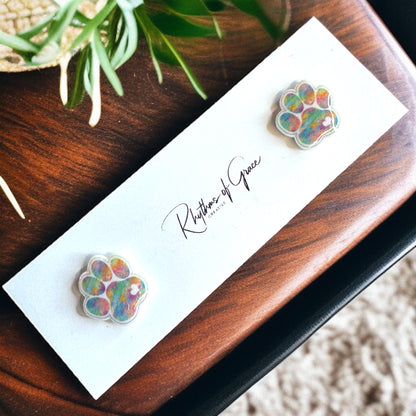 Vibrant Paw Print Studs – A Purr-fect Gift!