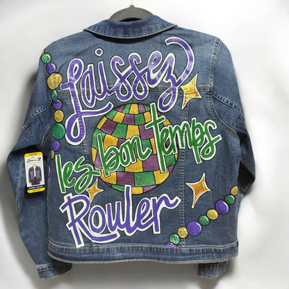 Hand Painted Jean Jacket: “Laissez les bon temps rouler”