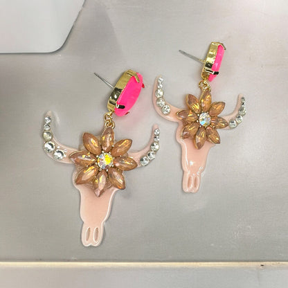 Stunning Western Inspired Rhinestone Dangle Earrings - Boho Jewelry Statement Piece
