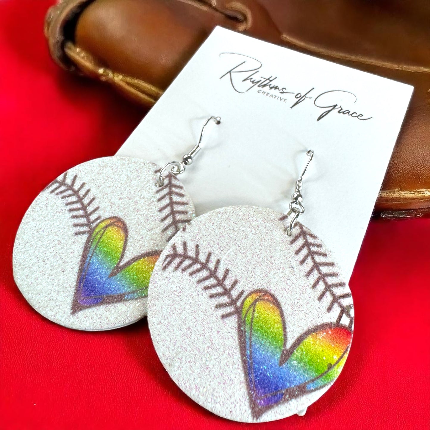 Swing into Style with Our Rainbow Heart Baseball Dangle Earrings! ⚾️🏳️‍🌈