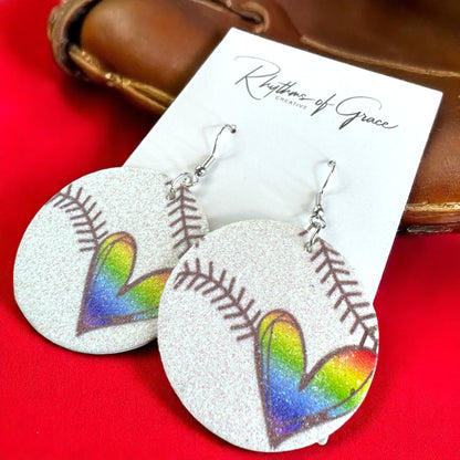 Swing into Style with Our Rainbow Heart Baseball Dangle Earrings! ⚾️🏳️‍🌈