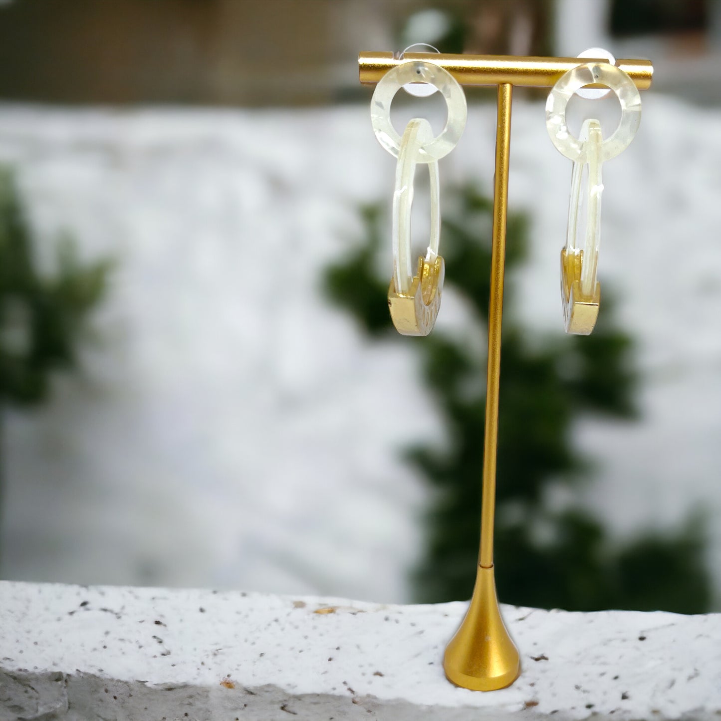 Unique Handmade Acrylic and Gold Earrings - "MAMA" Stamped - Great Gift for Mom!