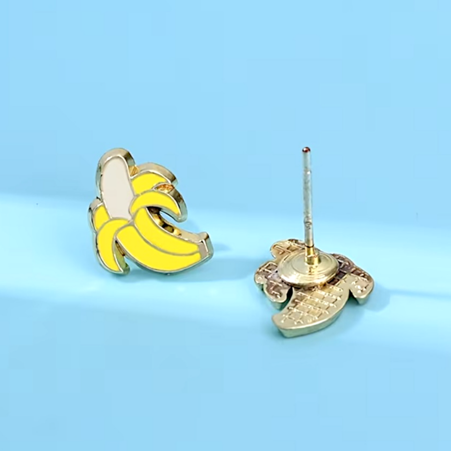 Banana Enamel Stud Earrings | Cute Baseball Fan Jewelry | Savannah Bananas Inspired | Stainless Steel Posts | Gift for Kids & Adults