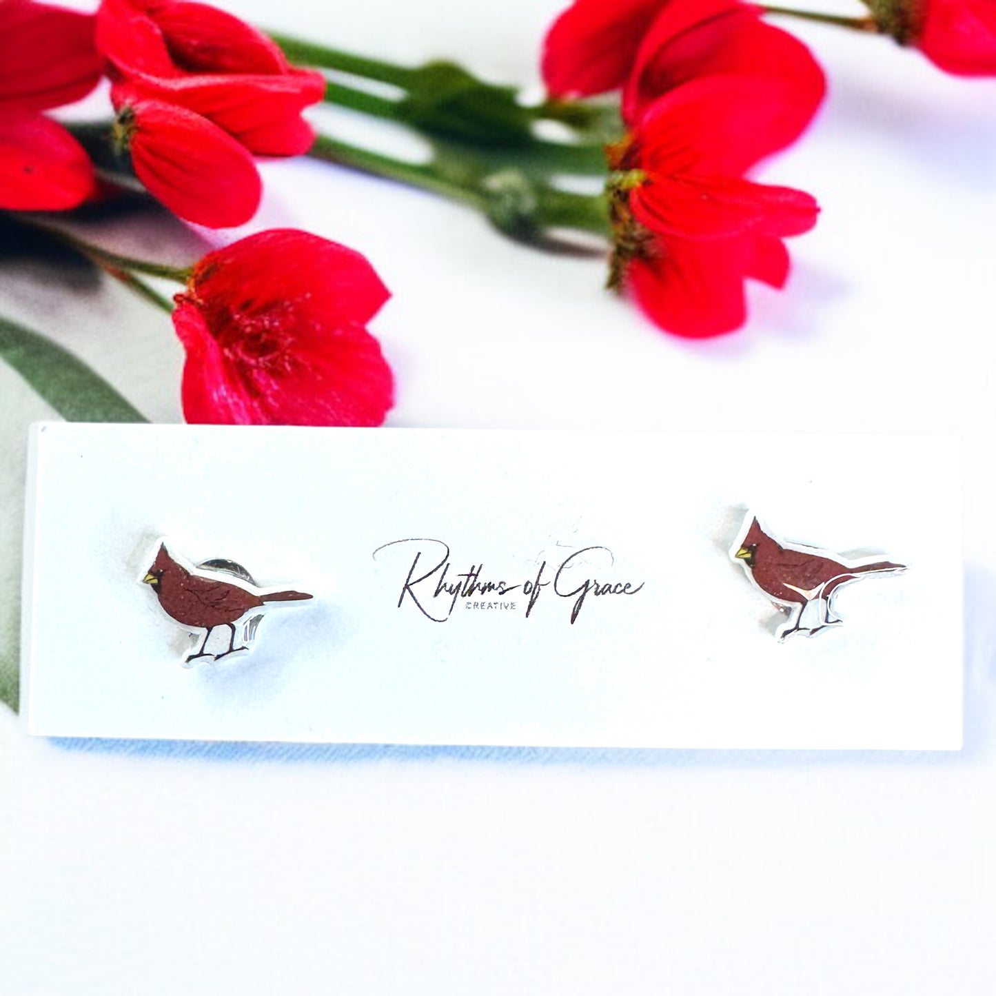 Whimsical Red Cardinal Stud Earrings: Adorable Nature-Inspired Charm!
