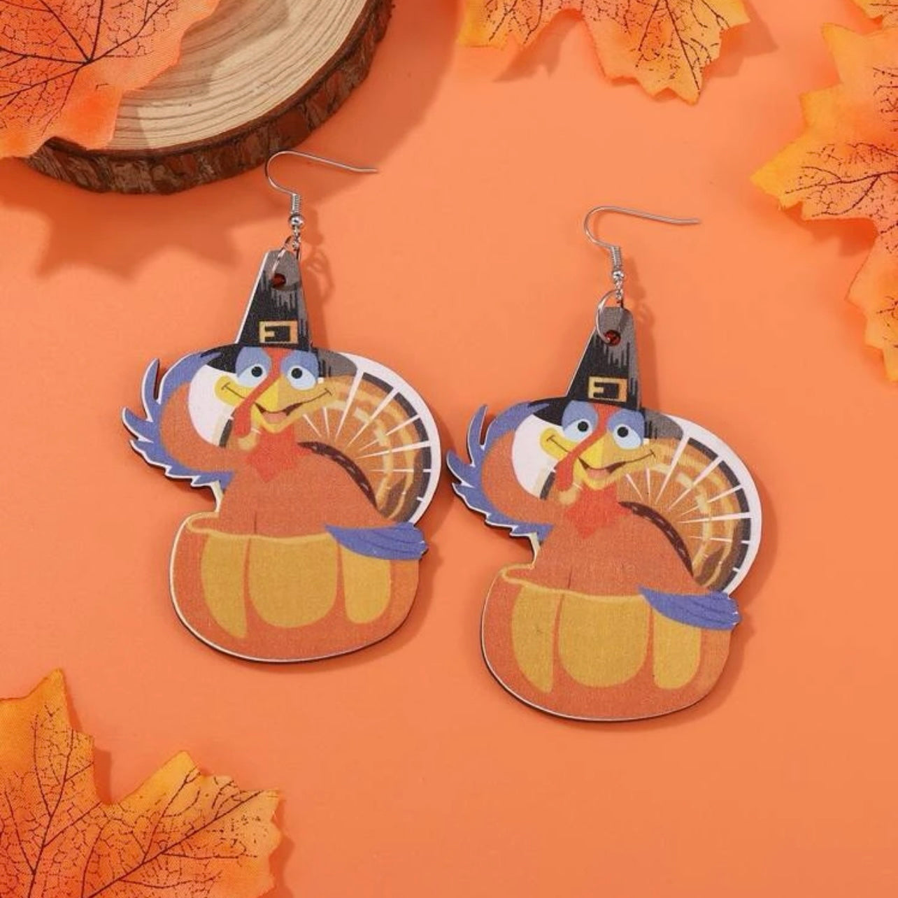 Turkey Earrings - Thanksgiving Earrings, Thanksgiving Accessories, Turkey Trot, Thanksgiving Turkey Earrings - Rhythms of Grace Creative